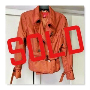 Womens orange rust belted short jacket coat, sz M